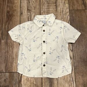Bunny Print Shortsleeve Button Down